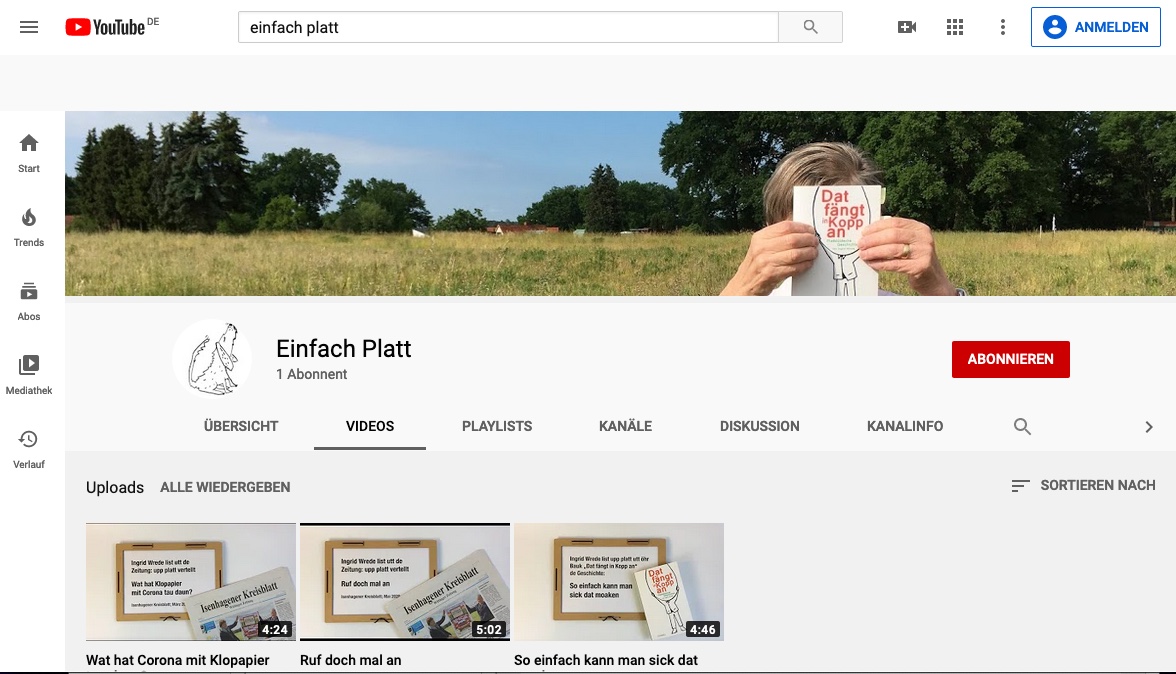 Einfach platt! Der you tube Kanal von Ingrid Wrede